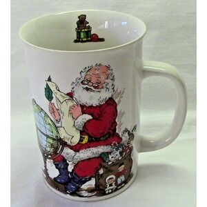 1992 Vintage Coffee Mug Merry Christmas Potpourri Press 'Santa Claus World Globe